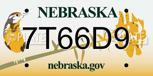 7T66D9 Nebraska License Plate