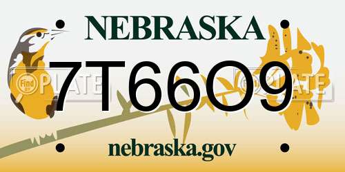 7T66O9 Nebraska License Plate