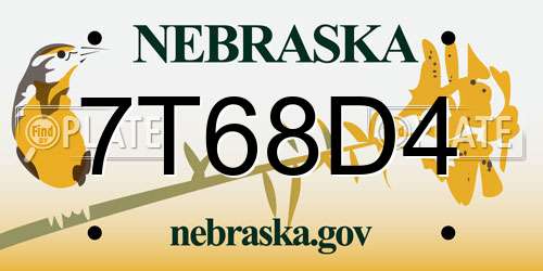 7T68D4 Nebraska License Plate