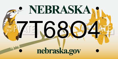 7T68O4 Nebraska License Plate