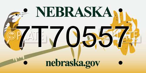 7T70557 Nebraska License Plate