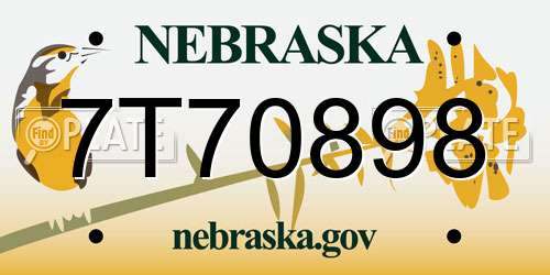 7T70898 Nebraska License Plate