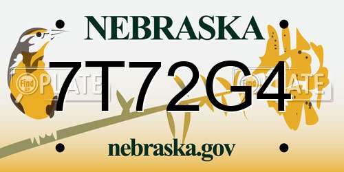 7T72G4 Nebraska License Plate