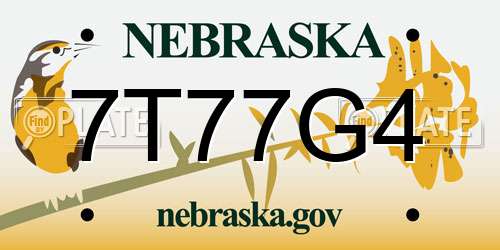 7T77G4 Nebraska License Plate