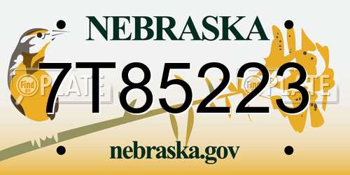 7T85223 Nebraska License Plate