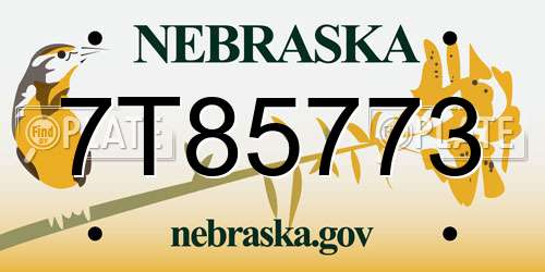 7T85773 Nebraska License Plate