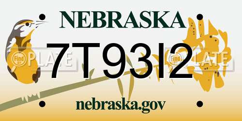 7T93I2 Nebraska License Plate