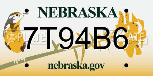 7T94B6 Nebraska License Plate