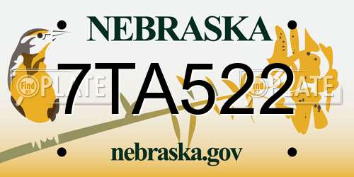 7TA522 Nebraska License Plate
