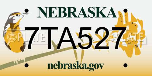 7TA527 Nebraska License Plate