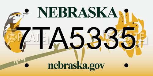 7TA5335 Nebraska License Plate