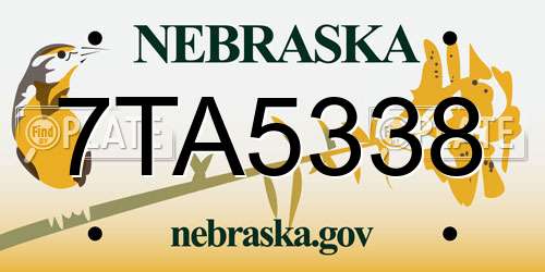 7TA5338 Nebraska License Plate