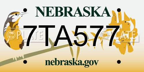 7TA577 Nebraska License Plate