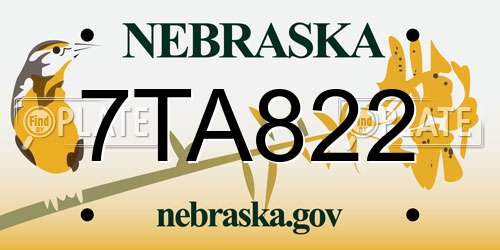 7TA822 Nebraska License Plate