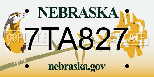 7TA827 Nebraska License Plate