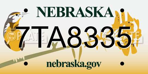 7TA8335 Nebraska License Plate