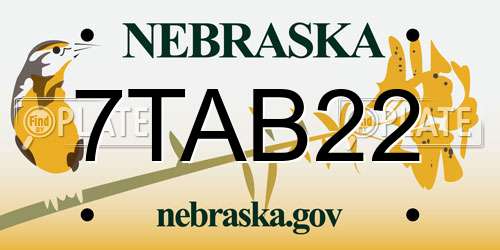 7TAB22 Nebraska License Plate