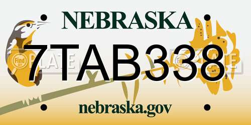 7TAB338 Nebraska License Plate