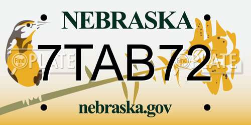 7TAB72 Nebraska License Plate