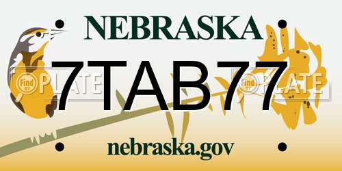 7TAB77 Nebraska License Plate