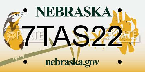7TAS22 Nebraska License Plate