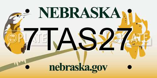 7TAS27 Nebraska License Plate