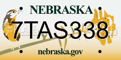 7TAS338 Nebraska License Plate