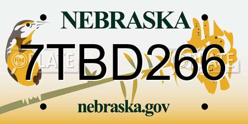 7TBD266 Nebraska License Plate