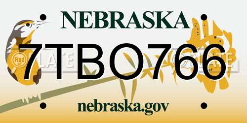 7TBO766 Nebraska License Plate