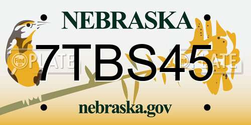 7TBS45 Nebraska License Plate