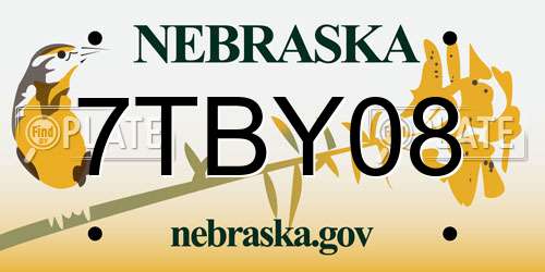 7TBY08 Nebraska License Plate