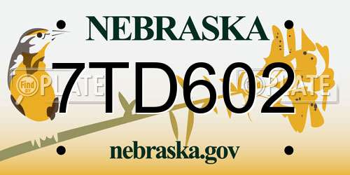 7TD602 Nebraska License Plate