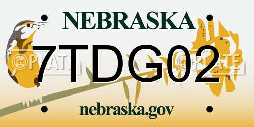 7TDG02 Nebraska License Plate