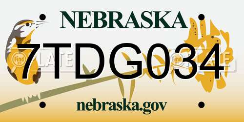 7TDG034 Nebraska License Plate