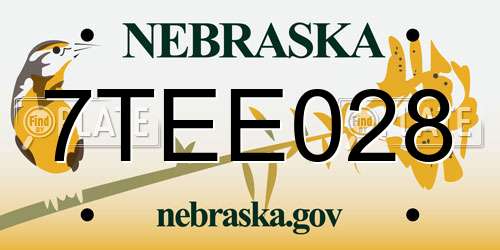 7TEE028 Nebraska License Plate