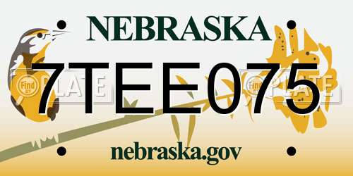 7TEE075 Nebraska License Plate