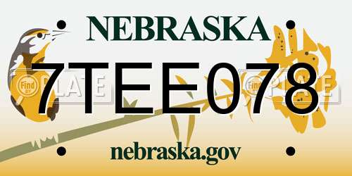 7TEE078 Nebraska License Plate