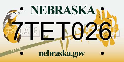 7TET026 Nebraska License Plate