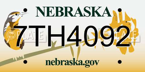 7TH4092 Nebraska License Plate