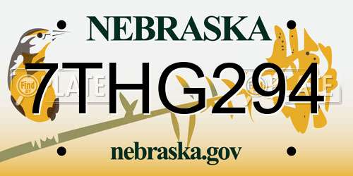 7THG294 Nebraska License Plate