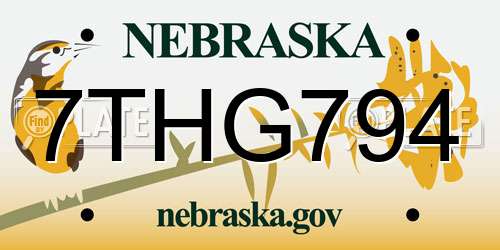 7THG794 Nebraska License Plate