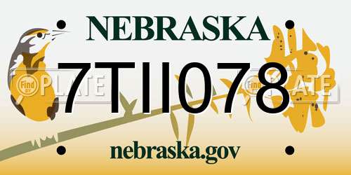 7TII078 Nebraska License Plate