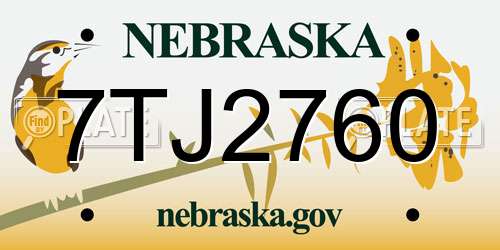7TJ2760 Nebraska License Plate