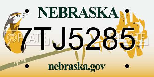 7TJ5285 Nebraska License Plate