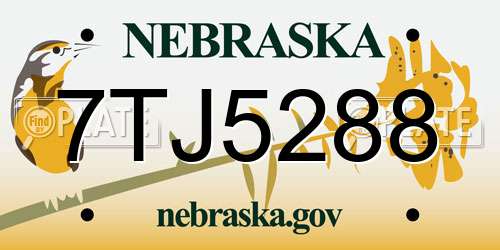 7TJ5288 Nebraska License Plate