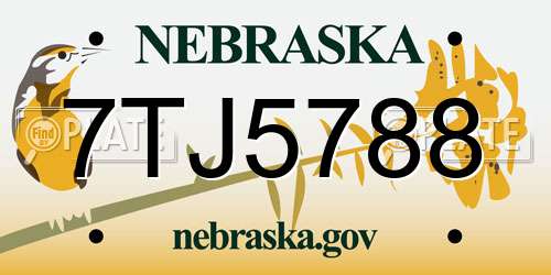 7TJ5788 Nebraska License Plate