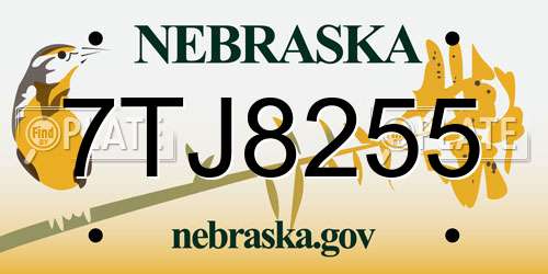 7TJ8255 Nebraska License Plate