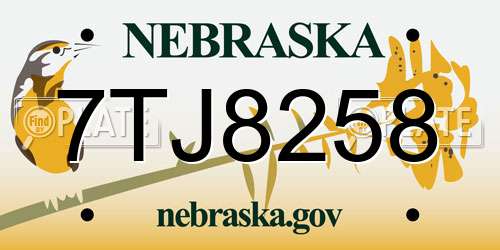 7TJ8258 Nebraska License Plate