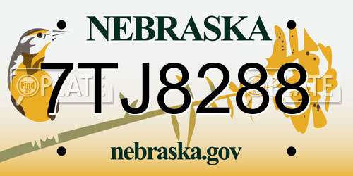 7TJ8288 Nebraska License Plate