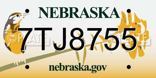 7TJ8755 Nebraska License Plate